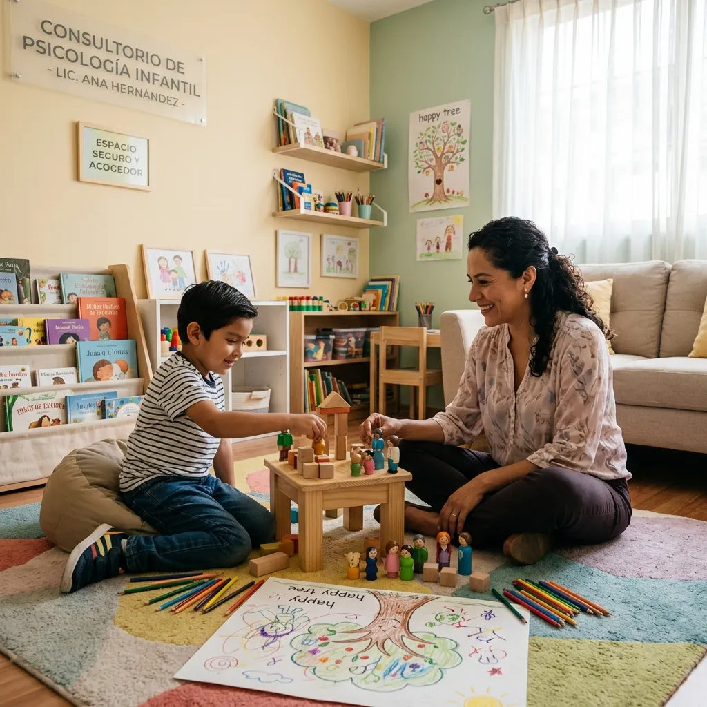 Sesión de psicología infantil con juegos terapéuticos